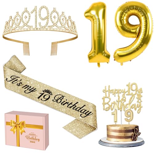 YeohJoy Gold 19th Birthday Decorations for Girls - style: 19th