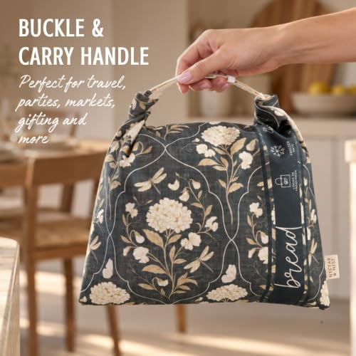 Nectar & Nest Beeswax Bread Bags for Sourdough & Bowl Cover Baker Set - color: Toile & Tale
