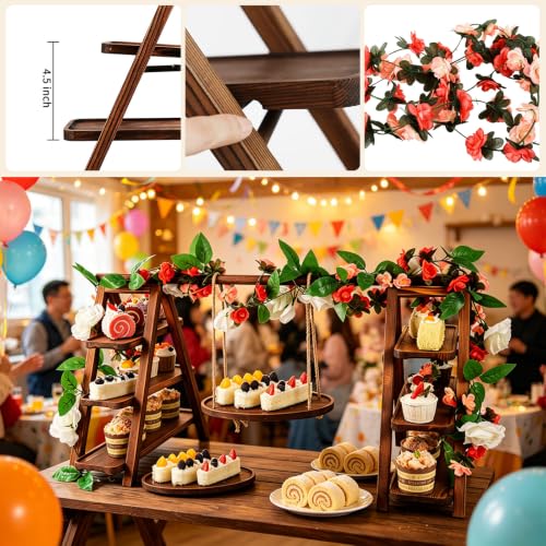 Wooden 3 Tier Cupcake Stand with Swing & Flower