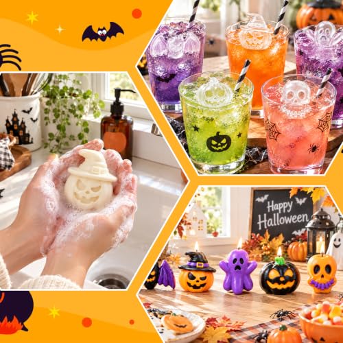 Halloween Silicone Cake Molds Pumpkin Skull Ghost Chocolate Mold - color: Orange