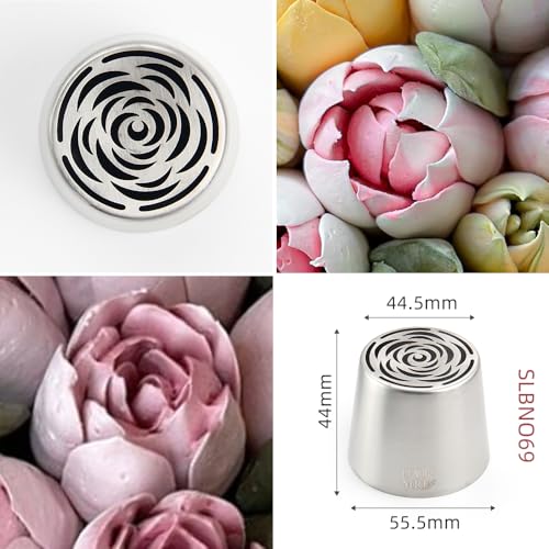 6 Pieces Stainless Steel Extra Large Russian Tulip Icing Tips Kit - color: SILVER SET14