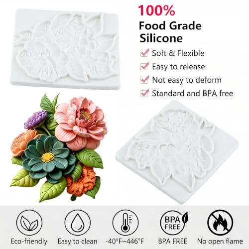Flower Fondant Molds Peony Flower Silicone Chocolate Mold - color: Style 24