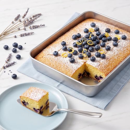 E-far 2 Pack Stainless Steel Baking Pans, 12⅓ x 9¾ x 2 Inch for Cake - size: 12.4"x 9.6"x 2", style: 2Pans