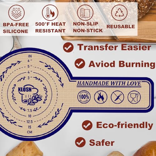 Silicone Bread Sling for Dutch Oven, 2 Pack (6" Oval & 8" Round) – Non-Stick & 500°F Heat Resistant Sourdough Mat, Easy to Clean, Reusable Food-Grade Sourdough Sling – Fits 3–5 qt Dutch Ovens - color: Blue, size: M +S