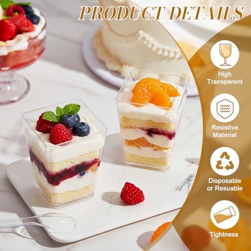 125 Pcs 5 oz Dessert Cups with Spoons, Boxes for Party, Clear - size: 5 oz