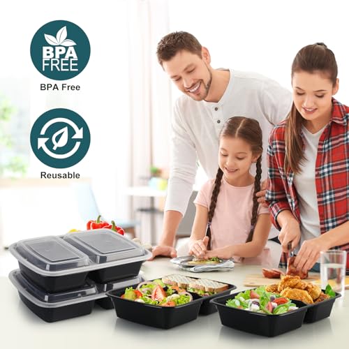 Meal Prep Containers 30 OZ, 50 Pack 2 Compartment Leakproof with Lids - size: 30OZ-50Pack