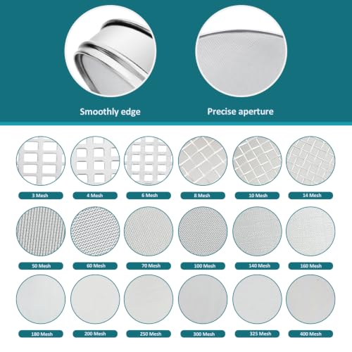 7.9" (20cm) 304 Stainless Steel Lab Sieve, 40 Mesh (0.45mm) Screen Sifter - size: 40Mesh(0.45mm)/Ф7.9in