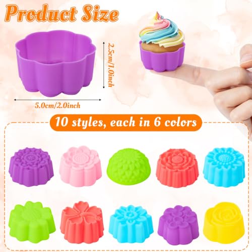 R HORSE Mini Silicone Cupcake Liners Molds, Muti Floral Shaped Baking Cups - style: New Flowers