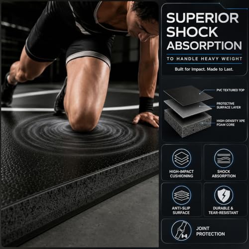 Rollable Wrestling Mat, 1.2" XPE Foam Mats for BJJ Jiu Jitsu & Judo - color: Black, size: 8'x8'