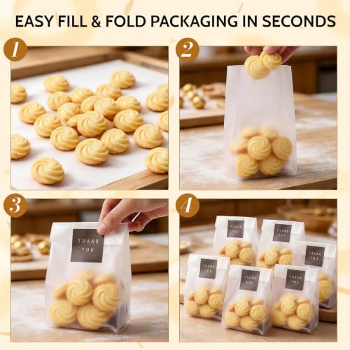 Halloween Treat Bags,100 Pack Cookie Bags with Stickers,9 x 3.4 in - color: Fog Color, size: 9 x 3.3 inches (Pack of 100)