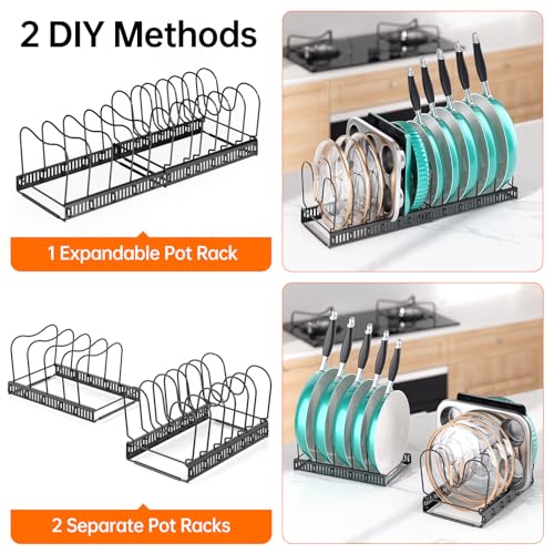 MUDEELA Expandable Pot Pan Lid Organizers inside Cabinet, 12 Divider-Black - color: Black, size: 12 Dividers