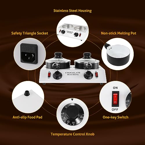 WICHEMI Chocolate Melting Pot Electric Chocolate Melter Warmer Dual-Pots - color: Double Pots