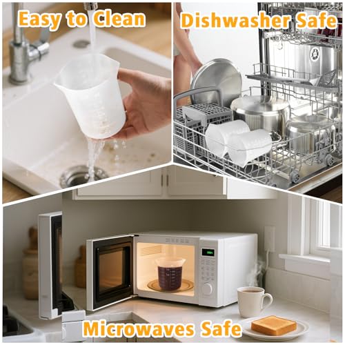 Palksky Silicone Cups for Melting Chocolate, 4PCS Silicone Measuring Cups with 350ml Capacity, Reusable Baking Supplies for DIY Chocolate Molds - size: 4*350ml