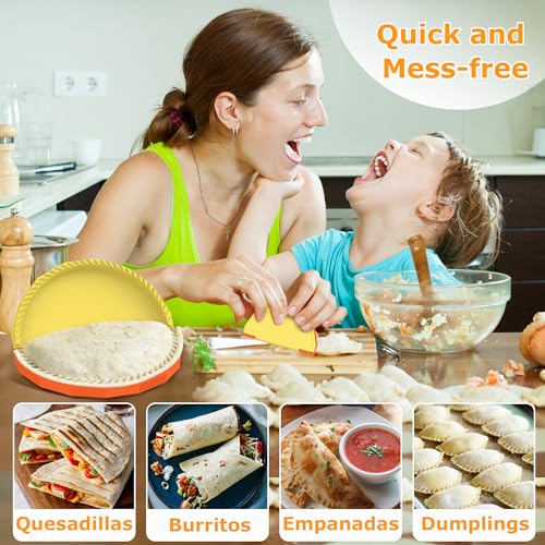 Tortilla Sealer Crimper Maker - for 10"+8"+6"+4" Flour Tortillas - color: Orange Yellow