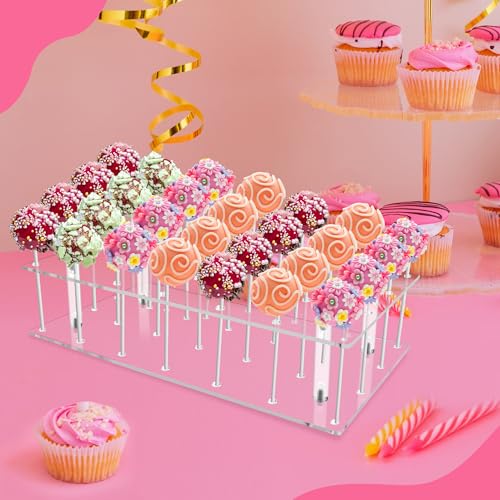28 Holes Upgrade Cake Pop Stand, Acrylic Lollipop Holder for Display Candy