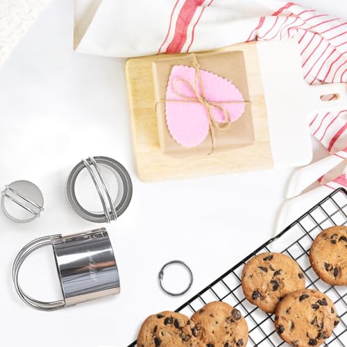 ALLTOP Round Biscuit Cutters with Handle, Stainless Steel, 5 Pcs - style: Round Plain
