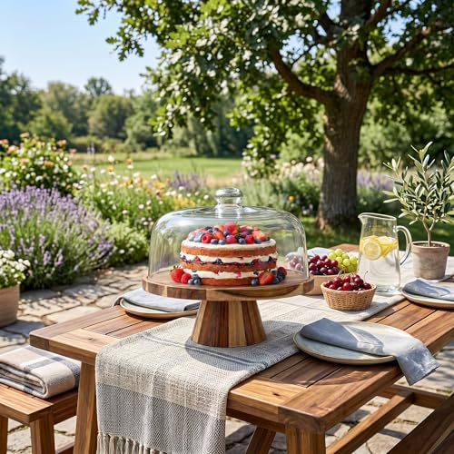 Acacia Wood Cake Stand with Lid - 11.4” Wooden Cake Stand with Dome & Magnetic Base, Cupcake Stand for Birthday Parties & Gatherings, Premium Clear Acrylic Lid for Dessert Display(Magnetic) - color: Magnetic