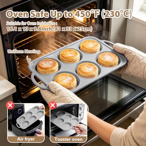4 Inch Jumbo Silicone Muffin Top Pan with Frame Non Stick Egg Mold Baking - color: Light Grey
