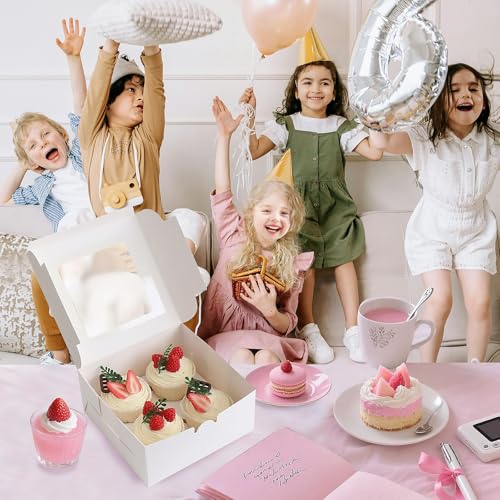 Cupcake Boxes 4 Count with Window, Bakery Boxes, Muffin Containers, Food Grade, Easy Assembly for Candies, Mini Cakes and Baked Goods - 6.3x6.3x3, 30 Pack - size: 6.3x6.3x3 inch