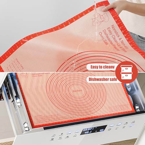 Silicone Pastry Mat Large Baking Mat 36X24 inch Dough Mat with Measurements - color: Red, size: 24"L x 36"W