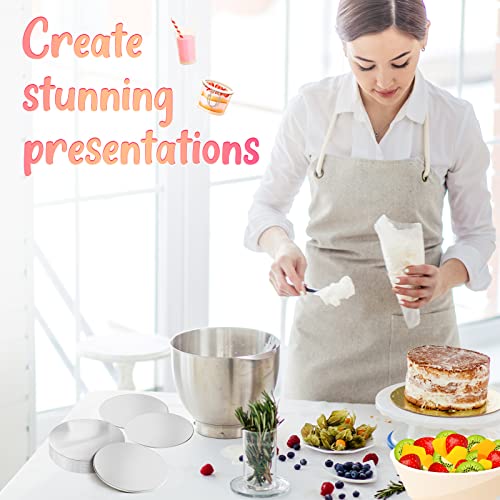 Sawysine 50 Pcs 4 Inch Cake Boards Round Mini Cake Circle Disposable Silver