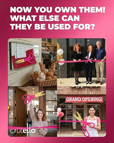 Crutello Ribbon Cutting Ceremony Kit - 20" Gold Scissors, Pink Handle - color: Pink / Pink