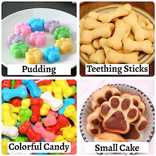 Paw Print Mold Dog Treat Mold Bone Silicone Molds 3 Pcs Dog Treat Molds for Baking Dogs Paw Puppy Treat Ice Cube Trays Cookies Chocolate Candies - color: A