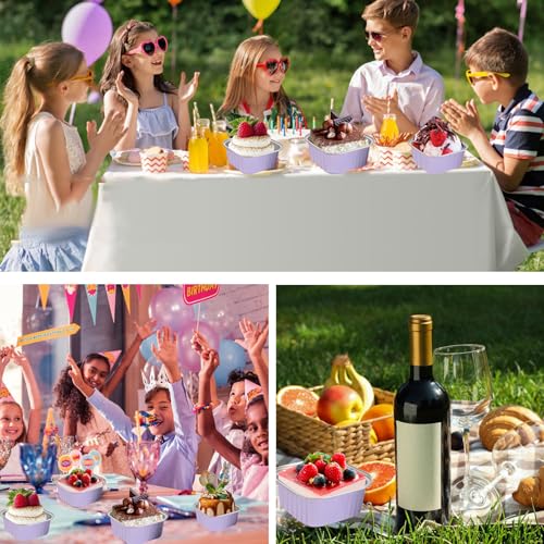 50 Pcs Mini Square Baking Cups with Lids,10oz Aluminum Foil Mini Cake Pans with Lids,Disposable Ramekins Cake Pans,300ml Dessert Cups Cupcake Pans for Wedding Birthday Party,Purple - color: Purple, size: 10oz