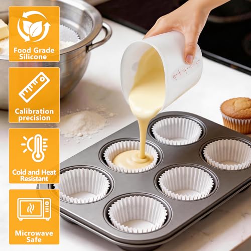 Food-Grade Silicone Cups for Melting Chocolate, 3Pcs BPA Free Silicone Measuring Cups with 1/2Cup/1Cup/2Cup Capacity, Reusable Baking Supplies for DIY Chocolate Molds - size: 1/2Cup*1+1Cup*1+2Cup*1