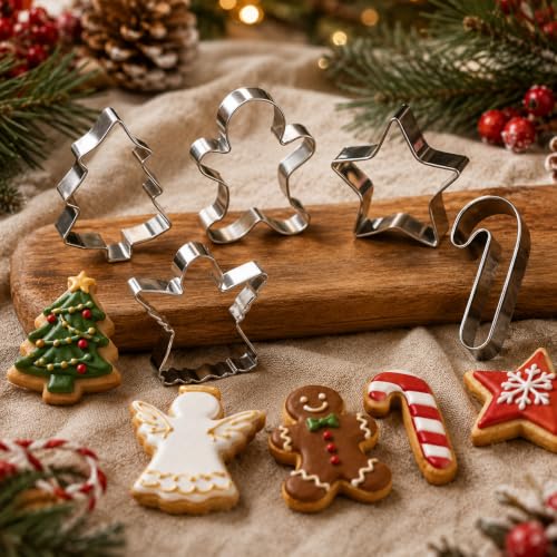 Mini Christmas Cookie Cutters, Metal Holiday Shapes, 15-Piece Set - style: mini christmas cookie cutter set