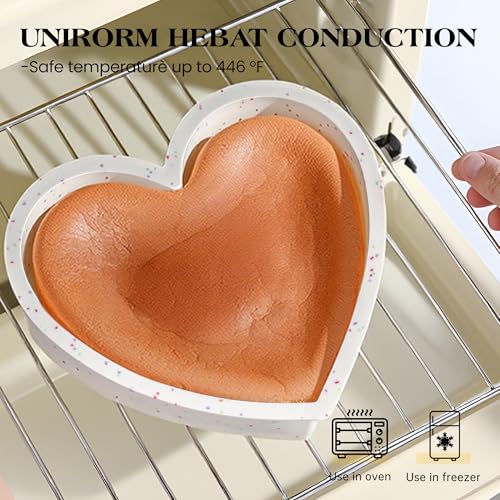6 Inch Small Heart Shaped Cake Pans for Baking, Set of 3 - color: Cream, size: 6 inch
