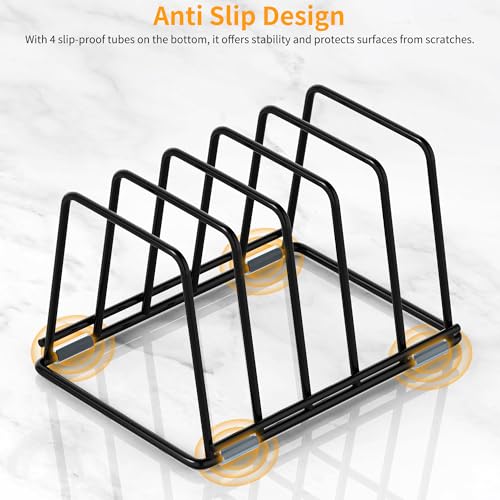 Cutting Board Organizer Kitchen Organizer Rack for Cutting Board, Bakeware, and Cookie Sheet, 5-Slot Heavy-Duty Steel Cookware Holder,Rust-Resistant with Anti-Slip Feet (1, Small) - size: Small