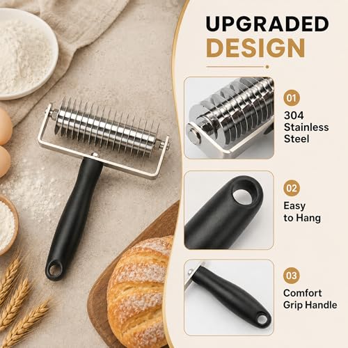 Pastry Lattice Roller Cutter, Stainless Steel Lattice Dough Cutter - color: Black