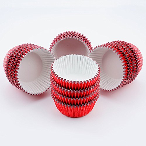 Gifbera Mini Foil Muffin Cupcake Liners Red Wrappers for Christmas Wedding Party, 300-Count - color: Red