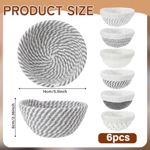 6 Set Mini Banneton Basket for Sourdough Bread Proofing, Blue Gray - color: Blue Gray, size: 5.5 x 2.36 Inches