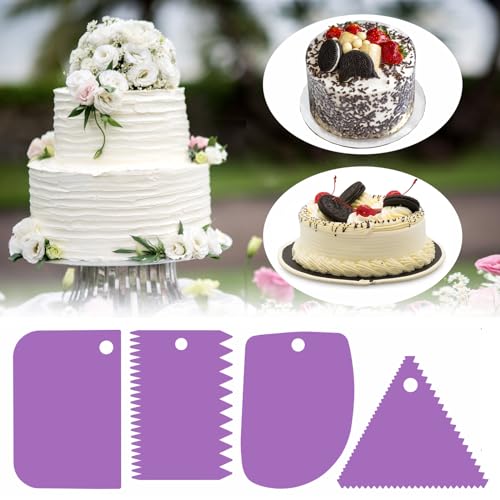 Cake Scraper, 6 Pcs Cake Smoother Scraper, Dough Scraper Purple - color: Purple