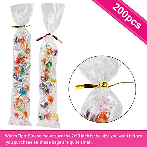 Morepack Cellophane Treat Bags 2x10 Inches 200 Pcs Pretzel Rod Bags - size: 2x10 Inch (Pack of 200)
