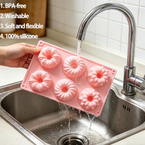 3pcs Mini Fluted Cake Pan,6-Cavity Fluted Tube Cake Pan,Jelly Molds - color: C