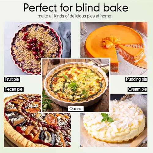 Patelai 1 Pcs 2 lb Pie Weights Ceramic, 50 Pcs Parchment Paper, Light Green - color: Light Green
