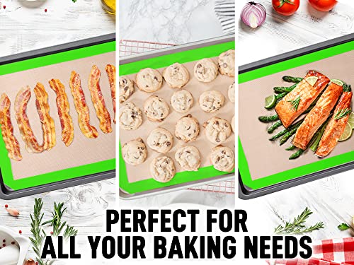Zulay Kitchen (2 Pack) Silicone Baking Mat Sheet Set - Reusable Baking Mat Nonstick - Half Sheet Baking Mat For Oven - 16.5" x 11.6" (Light Green) - color: Green, size: 2 Pack