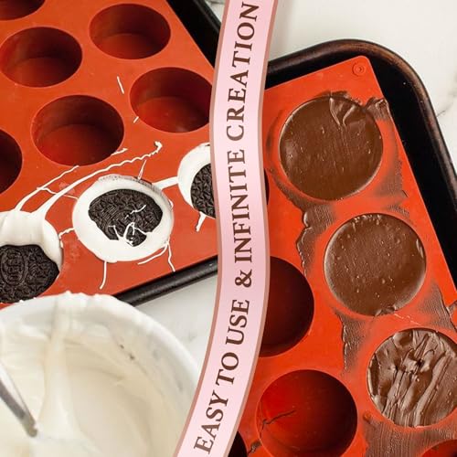 HKNMTT Round Silicone Molds 3 PCS, 12-Cavity 2.1" Round Cylinder Chocolate Covered Cookie Mold, Food Grade Non-Stick Baking Moulds for Candy Handmade Soap Pudding Jello Mini Cake Jelly Brownie