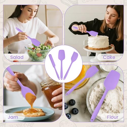 Rubber Spatula Food Grade, Silicone Heat Resistant Spatulas for Cooking - color: Purple, size: 3 Pack
