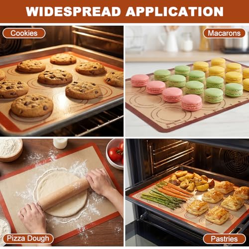 Silicone Baking Mat Set of 6, Nonstick Reusable Rolling Dough Mat