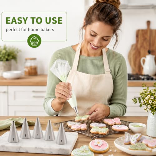 5 Pcs #1 Piping Tips,Stainless steel