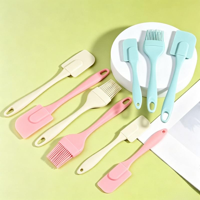 3PCS Set Non-Stick Silicone Cream Scraper,Household Baking Pastry Brushes Bread Cake Butter Spatula Kitchen Baking Tool (Blue) - color: Blue
