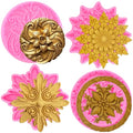 ZiXiang Embossed Flower Silicone Molds Baroque Relief Fondant Mold Set of 4