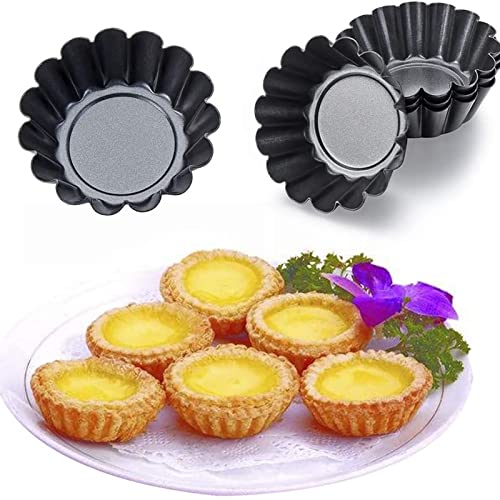 Egg Tart Molds, 12 PCS Non-Stick Very Mini Tart Pans. - color: Black, size: 3.0.9Inch