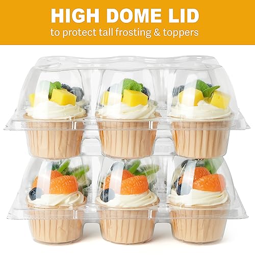 LotFancy 6 Count x 40 Sets Cupcake Containers, Clear Plastic Cupcake Boxes