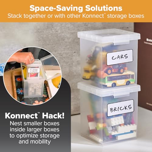 Bostitch Konnect Clear Storage Containers with Lids, Stackable Plastic Organizer Bins, 1.5 Quart, 2 Pack - size: 1.5 Qt 2 Pack