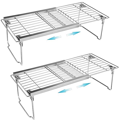 Orgneas Expandable Freezer Shelf Cooler Shelf Organizer 15.8"-22" - color: Thickened Expandable 2Packs